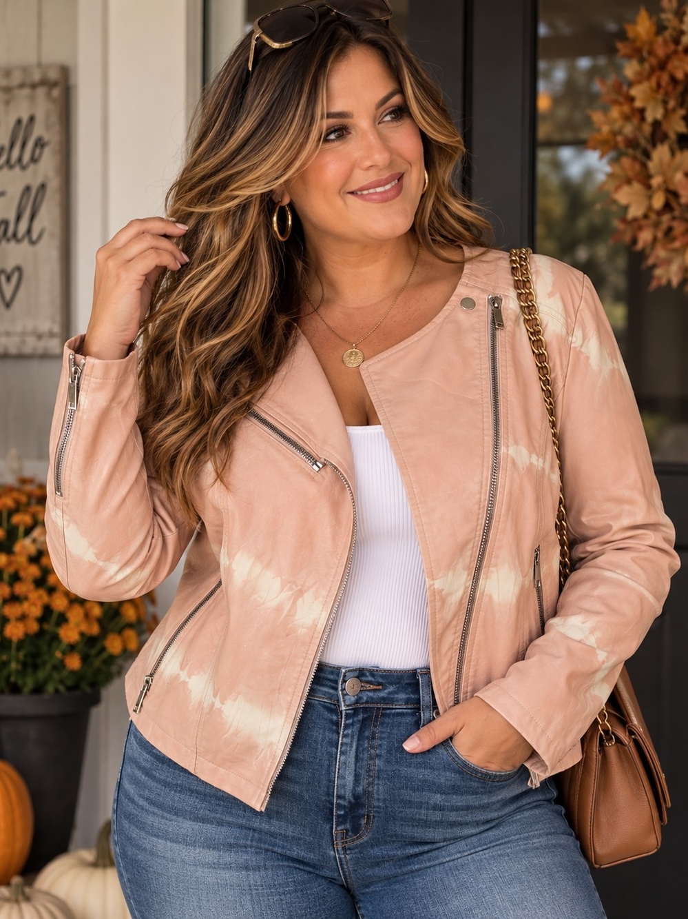 Skinnygirl Blush Pink Tie-Dye Moto Jacket 2x Runs Small